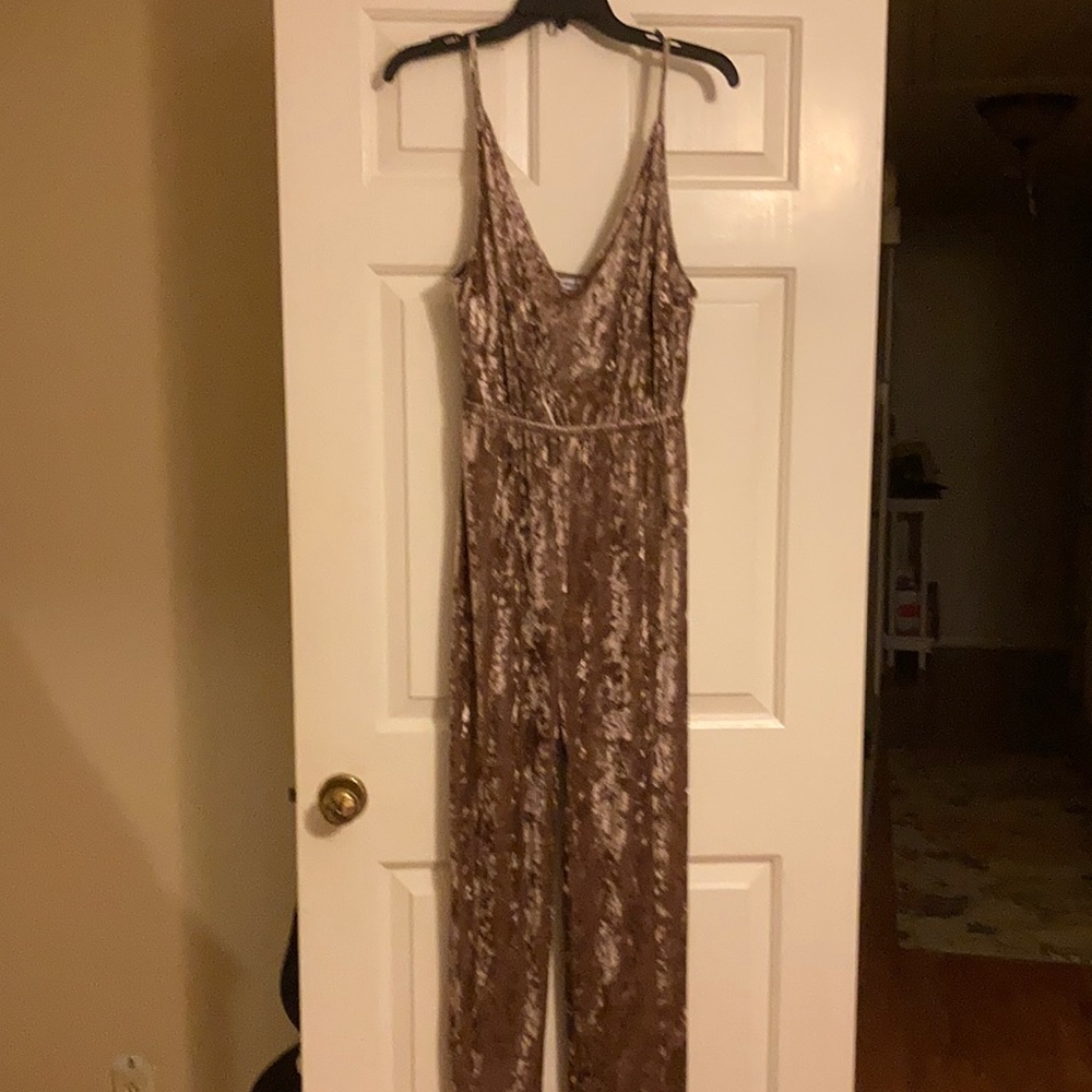 NWOT BB Dakota Silver Velour jump suit